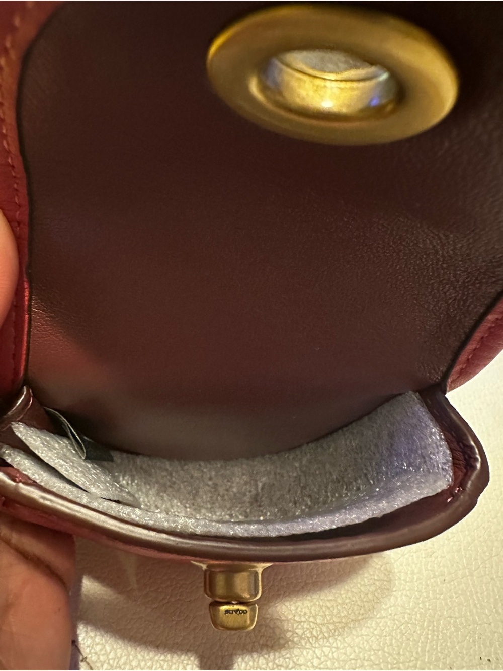 Coach Red Leather Key & Coin Holder with Gold Hardware - Picture 3 of 4